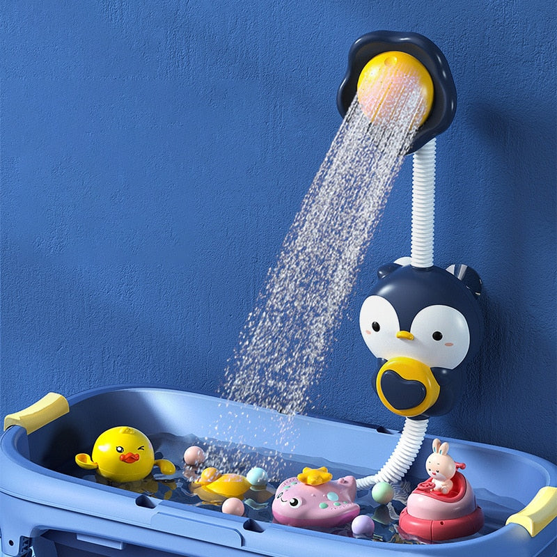 New Penguin Electric Spray Water Baby Bath Toys
